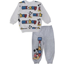 Bebelop Erkek Bebek Mickey Mouse Baskılı Yazılı 2'li Alt Üst Takım