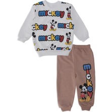 Bebelop Erkek Bebek Mickey Mouse Baskılı Yazılı 2'li Alt Üst Takım