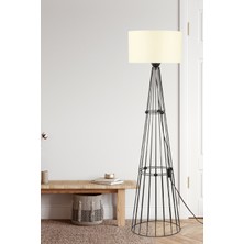 Begüsa Metal Ayaklı Siyah PVC Başlıklı Yukarı Işık Yönlü Modern Tasarım Dekoratif Salon Lambader