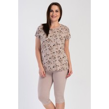 Vienetta Kadın Vıscon Büyük Beden Kısa Kol Kaprili Pijama Takım
  311352