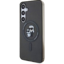 Karl Lagerfeld Galaxy S24 Plus Kılıf Lisanslı Magsafe Özellikli Karl&choupette Iml Baskılı Siyah