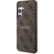 Guess Galaxy S24 Uyumlu Kılıf Guess Lisanslı Magsafe Özellikli 4g Desenli Yazı Logolu Kapak Kahverengi