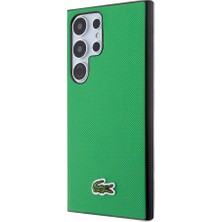 Lacoste Galaxy S24 Ultra Kılıf Lacoste Lisanslı Pu Pike Desenli Arka Yüzey Ikonik Timsah Dokuma Logolu Yeşil