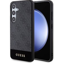 Guess Galaxy S24 Plus Uyumlu Kılıf Guess Lisanslı Pu Deri Şerit Logo Dizaynlı Kapak Siyah