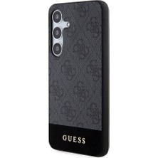 Guess Galaxy S24 Plus Uyumlu Kılıf Guess Lisanslı Pu Deri Şerit Logo Dizaynlı Kapak Siyah