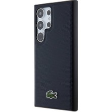 Lacoste Galaxy S24 Ultra Kılıf Lacoste Lisanslı Pu Pike Desenli Ikonik Timsah Dokuma Logolu Lacivert