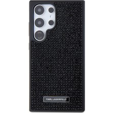 Karl Lagerfeld Galaxy S24 Ultra Uyumlu Kılıf Taşlı Metal Logo Lisanslı Kapak Siyah