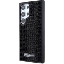 Karl Lagerfeld Galaxy S24 Ultra Uyumlu Kılıf Taşlı Metal Logo Lisanslı Kapak Siyah