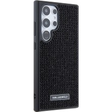 Karl Lagerfeld Galaxy S24 Ultra Uyumlu Kılıf Taşlı Metal Logo Lisanslı Kapak Siyah