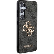 Guess Galaxy S24 Plus Uyumlu Kılıf Guess Lisanslı Pu Deri Yazı ve 4g Metal Logolu Desenli Kapak Siyah