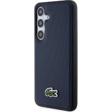 Lacoste Galaxy S24 Kılıf Lacoste Lisanslı Pu Pike Desenli Arka Yüzey Ikonik Timsah Dokuma Logolu Lacivert