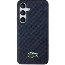 Lacoste Galaxy S24 Kılıf Lacoste Lisanslı Pu Pike Desenli Arka Yüzey Ikonik Timsah Dokuma Logolu Lacivert