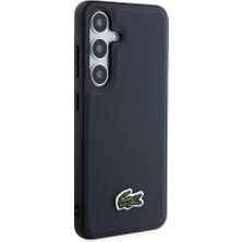 Lacoste Galaxy S24 Kılıf Lacoste Lisanslı Pu Pike Desenli Arka Yüzey Ikonik Timsah Dokuma Logolu Lacivert