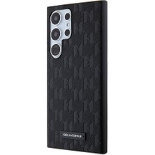 Karl Lagerfeld Galaxy S24 Ultra Uyumlu Kılıf Lisanslı Saffiano Monogram Metal Logo Kapak Siyah