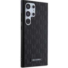 Karl Lagerfeld Galaxy S24 Ultra Uyumlu Kılıf Lisanslı Saffiano Monogram Metal Logo Kapak Siyah