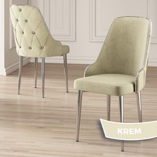 Canisa Concept Krax Serisi  Babyface Kumaş Yemek Odası Sandalye Gümüş Metal Ayak 1 Adet Sandalye