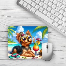 Moddy Store Deniz Manzaralı Süslü Köpek Tasarımlı Baskılı Kaydırmaz Taban 18X22CM Mouse Pad