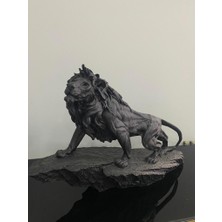 Mirsa Global Aslan Kral Biblo Figürü Taş Üstünde Aslan Büyük Boy