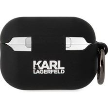Karl Lagerfeld Airpod Pro 2 Uyumlu Kılıf Orjinal Lisanslı Karl&choupette 3D Silikon Siyah