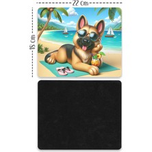 Moddy Store Deniz Manzaralı Sempatik Köpek Tasarımlı Baskılı Kaydırmaz Taban 18X22CM Mouse Pad