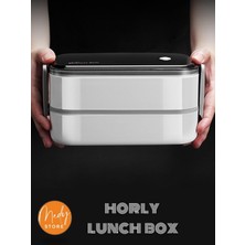 Medystore - Horly Iki Katlı Paslanmaz Çelik Kolay Kilitlenir Sefer Tası (Lunch Box) - 1400 Ml.