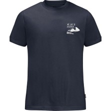 Jack Wolfskin Dıscover T M Erkek Mavi T-Shirt 1809761TR-16459