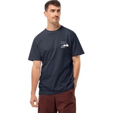 Jack Wolfskin Dıscover T M Erkek Mavi T-Shirt 1809761TR-16459