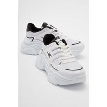 Ccway Kadın Anorak Spor Ayakkabı Beyaz Siyah