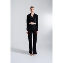 Holly Lolly Kadın Siyah Beli Lastikli Esnek Comfy Pantolon Günlük Stil