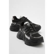 Ccway Kadın Anorak Spor Ayakkabı Siyah Gümüş