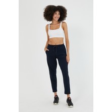 Comeor Kadın Lacivert Regular Fit Düz Paça Beli Lastikli Bağcıklı Eşofman Altı