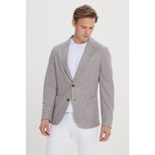 Altınyıldız Classics Kahve-Bej Slim Fit Dar Kesim Mono Yaka Desenli Blazer Ceket