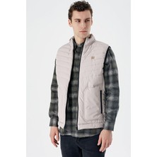 Taş Rengi Dik Yaka Dolumlu Casual Şişme Yelek 1009235152
