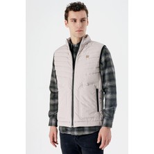Taş Rengi Dik Yaka Dolumlu Casual Şişme Yelek 1009235152