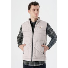 Taş Rengi Dik Yaka Dolumlu Casual Şişme Yelek 1009235152