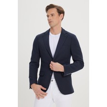 Altınyıldız Classics Erkek Lacivert 360 Derece Her Yöne Esneyen Slim Fit Dar Kesim Mono Yaka Blazer Ceket