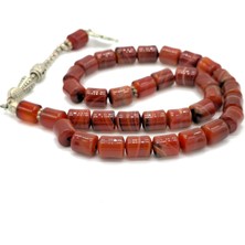 Tesbihhome Kahve Hareli Akik Taşı Tesbih 8X10 mm Kapsül Kesim