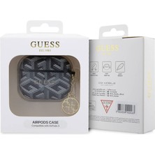 Guess Airpod 3. Nesil Uyumlu Kılıf Guess Orjinal Lisanslı G Cube Desenli 4g Süs Zincirli Siyah