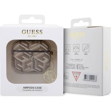 Guess Airpod 3. Nesil Uyumlu Kılıf Guess Orjinal Lisanslı G Cube Desenli 4g Süs Zincirli Kahverengi