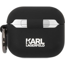 Karl Lagerfeld Airpod 3. Nesil Uyumlu Kılıf Orjinal Lisanslı Karl&choupette 3D Silikon Siyah
