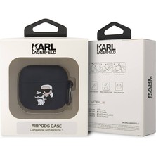 Karl Lagerfeld Airpod 3. Nesil Uyumlu Kılıf Orjinal Lisanslı Karl&choupette 3D Silikon Siyah