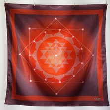 Pozitif Marka Hediyelik Kırmızı Fular Bandana Yeni Yıl Geometrik Yantra Desenli