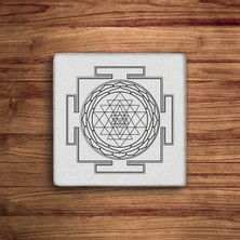 Baum Atelier Sacred Geometry, Metatron, Sri Yantra, Yaşam Çiçeği Stone Coasters Doğal Taş Bardak Altlığı 4 Lü Set