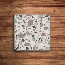 Baum Atelier Renkli Terrazzo Temalı Doğal Taş Traverten Bardak Altlığı 4 Lü Set