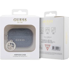 Guess Airpod Pro 2 Uyumlu Kılıf Guess Orjinal Lisanslı 4g Desenli Taşlı 4g Süs Zincirli Siyah