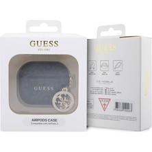 Guess Airpod 3. Nesil Uyumlu Kılıf Guess Orjinal Lisanslı 4g Desenli Taşlı 4g Süs Zincirli Siyah