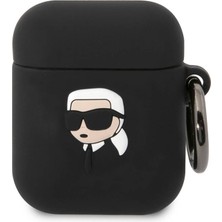 Karl Lagerfeld Airpod Uyumlu Kılıf Orjinal Lisanslı Karl 3D Silikon Siyah