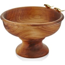 Setabianca Serçe Figürlü Ahşap Ayaklı Meyvelik Kızıl Altın 28X28X18CM