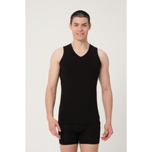 Fsm1453 Erkek Pamuklu Süprem Penye Slim Fit V-Yaka Kolsuz Likralı Atlet 2'li - 1017