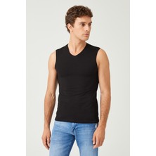 Fsm1453 Erkek Pamuklu Süprem Penye Slim Fit V- Yaka Kolsuz Likralı Üst - 1015